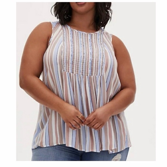 torrid Tops - Torrid Crinkle Gauze Striped Tank